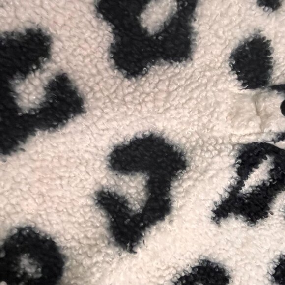 LOFT Leopard Print Sherpa Fleece Pullover Plush Cozy Snap Collar Top Medium - Picture 6 of 10